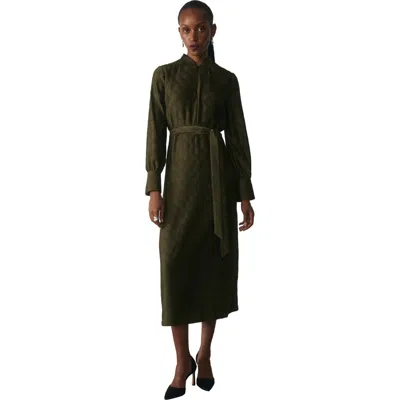 The Fold Aurellie Wave Pleat Dress In Green