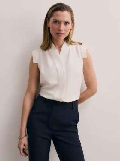 The Fold Bowery Sleeveless Silk Blouse In White