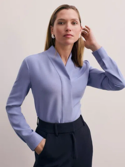 The Fold Bowery Stretch Silk Blouse In Blue