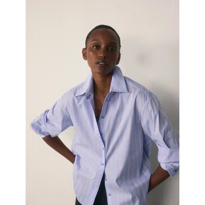 The Fold Claudia Long Sleeve Relaxed Fit Shirt In Blue