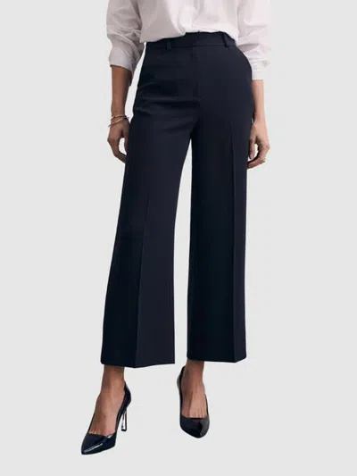 The Fold Clever Crepe Adelaide Cropped Trousers In Blue