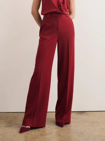 The Fold Clever Crepe Adelaide Wide-leg Trousers In Red