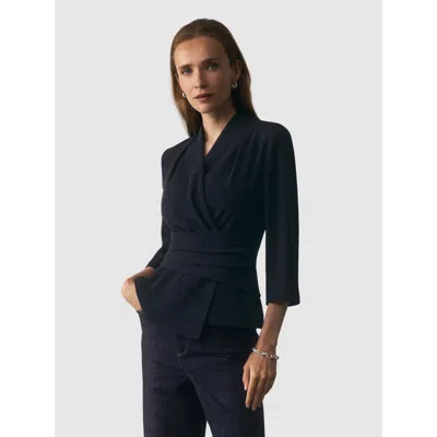 The Fold Clever Crepe Belleville Blouse In Blue