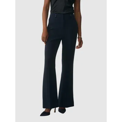 The Fold Clever Crepe Lexington Flared Trousers In Blue