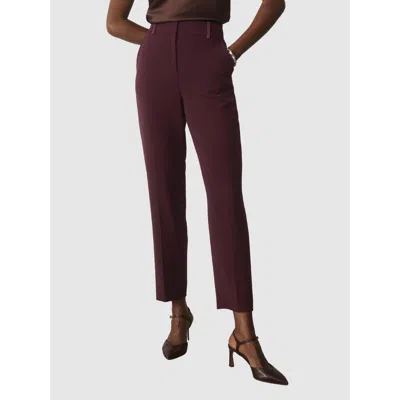 The Fold Clever Crepe Tavira Slim-leg Trousers In Burgundy