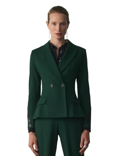 The Fold Clever Wool Blend Romano Jacket In Green