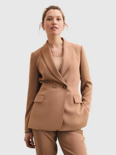 The Fold Double-breasted Tailored Blazer In Brown