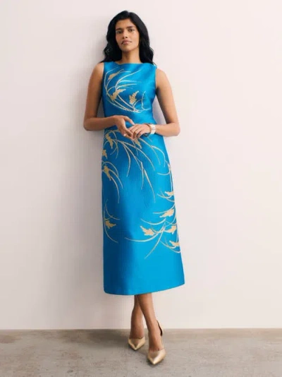 The Fold Eden Jacquard Dress In Blue