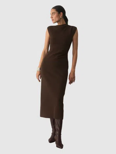 The Fold Genova Knit Dress In Brown