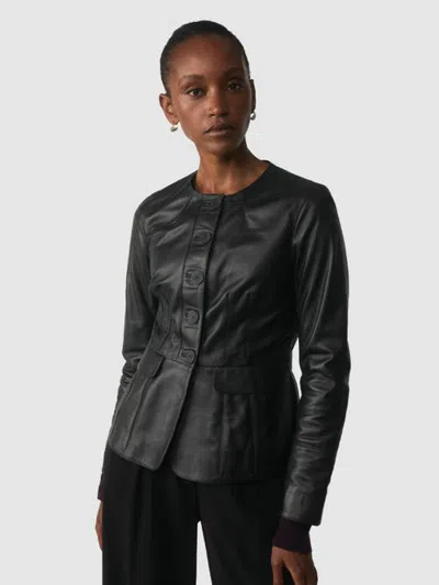 The Fold Ginevra Leather Jacket In Black