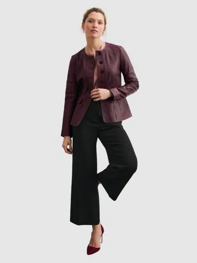 The Fold Ginevra Leather Jacket In Burgundy
