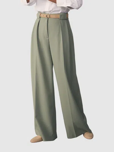 The Fold High Rise Palazzo Trousers In Green