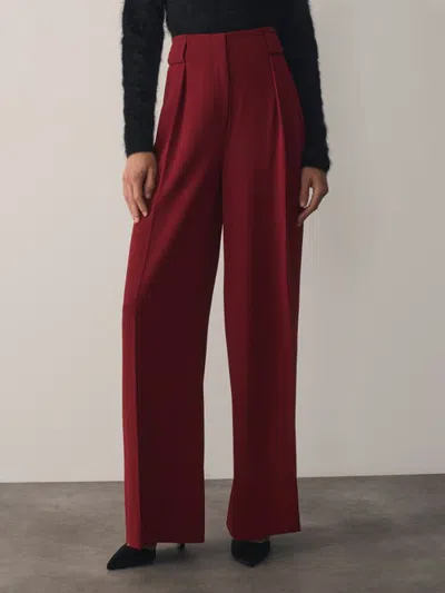 The Fold High Rise Palazzo Trousers In Red