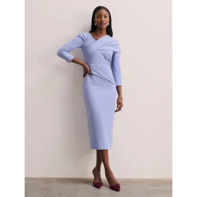 The Fold Iona Sculpt Crepe Dress In Blue