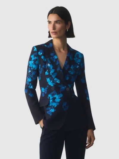 The Fold Knighton Silk Long Sleeve Blazer In Blue