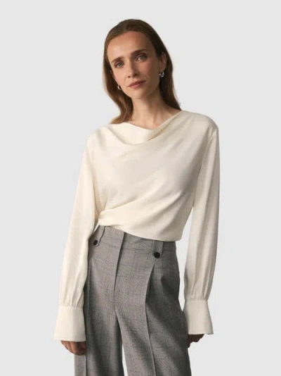 The Fold Loano Cowl Neck Long Sleeve Top In Neutral