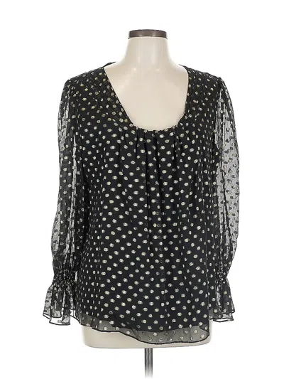 Pre-owned The Fold Long Sleeve Silk Top Black Sweetheart Neckline Tops