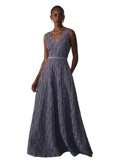 The Fold Lorenne Maxi Lace Gown In Gray