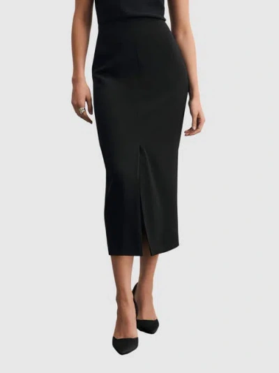 The Fold Oliena Crepe Pencil Skirt In Black
