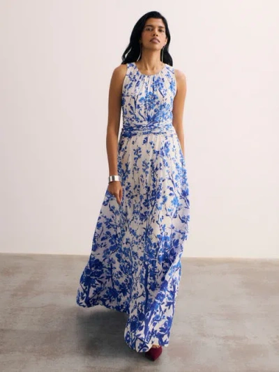 The Fold Oria Floral Print Silk Maxi Dress In White