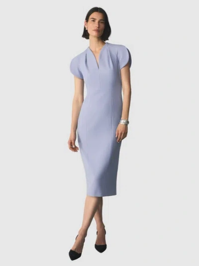 The Fold Paola Sculpt Stretch Crepe Dress In Blue