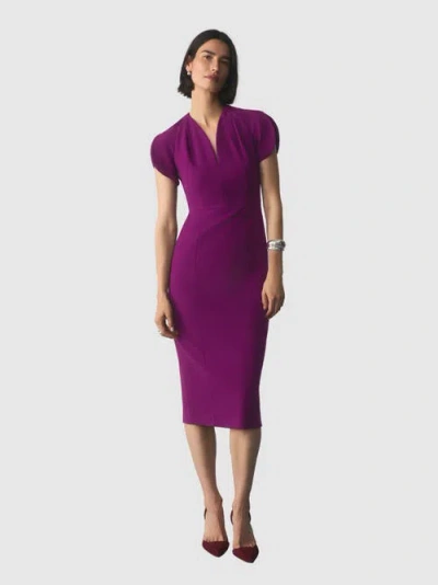The Fold Paola Sculpt Stretch Crepe Dress In Purple