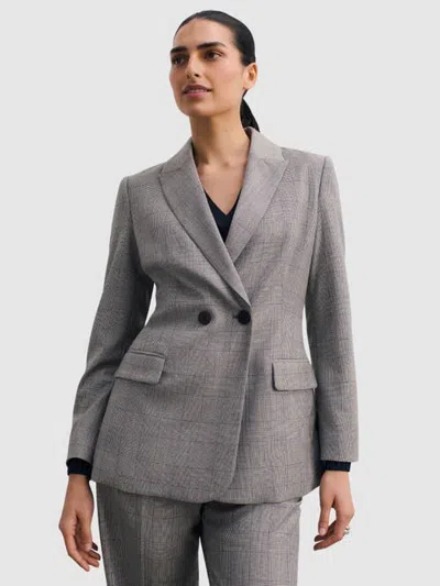 The Fold Prince Of Wales Check Knighton Blazer In Gray