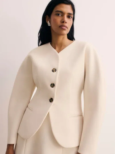 The Fold Ravello Long Sleeve Tailored Jacket In Neutral