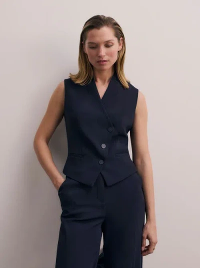 The Fold Romney Clever Crepe Waistcoat In Blue