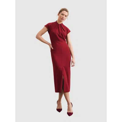 The Fold Rossano Short Sleeve High Neck Dress In Red