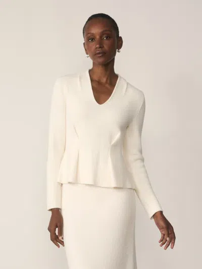 The Fold Roveta Cotton Blend Boucle Top In White