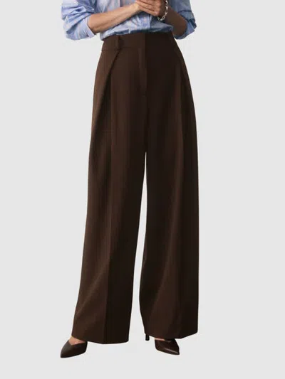The Fold Sculpted High Waist Wide Leg Trousers In Brown