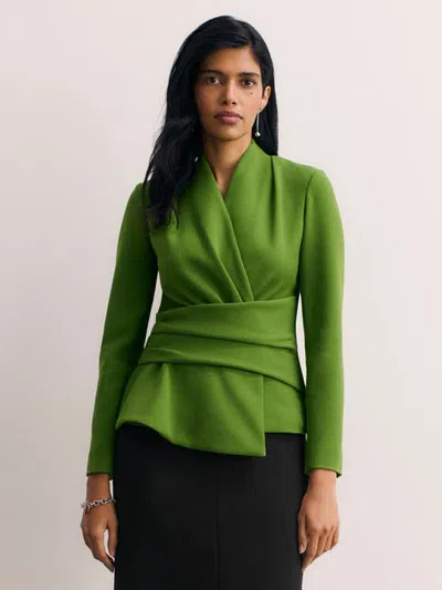 The Fold Sculpted Wrap Blouse Tailored Waist In Green
