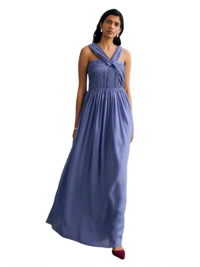 The Fold Sevilla Silk Chiffon Maxi Dress In Blue