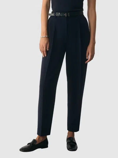 The Fold Siena Barrel Ankle-grazer Trousers In Blue