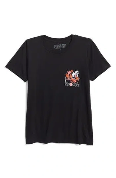 The Forecast Agency Kids' Peanuts Surf Snoopy T-shirt In Black