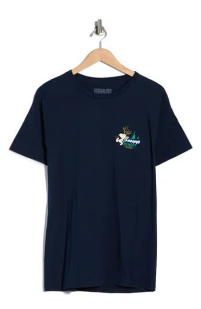 The Forecast Agency Peanuts® Reindeer Crossing Cotton Graphic T-shirt In Blue