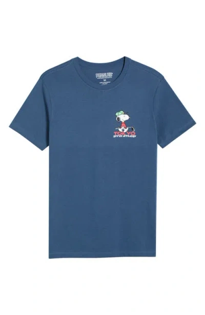 The Forecast Agency Peanuts® Tokyo Pro Shop Graphic Cotton T-shirt In Blue