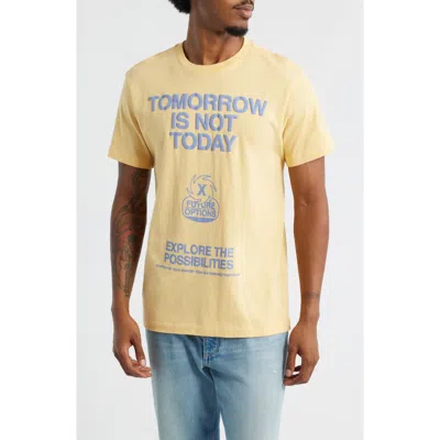 The Forecast Agency Tomorrow Is Not Today Cotton Graphic T-shirt In Yellow