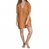 The Fox And The Mermaid Hand-block Mini Dress In Cayenne In Brown