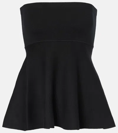 The Frankie Shop Exclusive Agathe Knit Peplum Top In Black