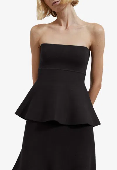 The Frankie Shop Exclusive Agathe Knit Peplum Top In Black