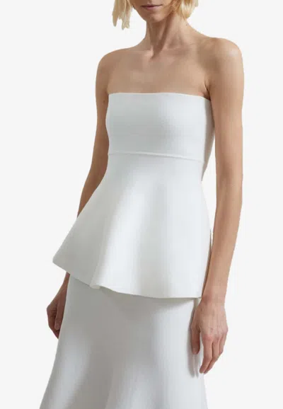 The Frankie Shop Agathe Strapless Knitted Top In White