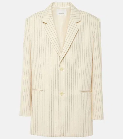 The Frankie Shop Aiden Pinstripe Twill Blazer In Neutrals