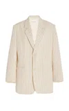 The Frankie Shop Aiden Pinstriped-twill Blazer In Neutral