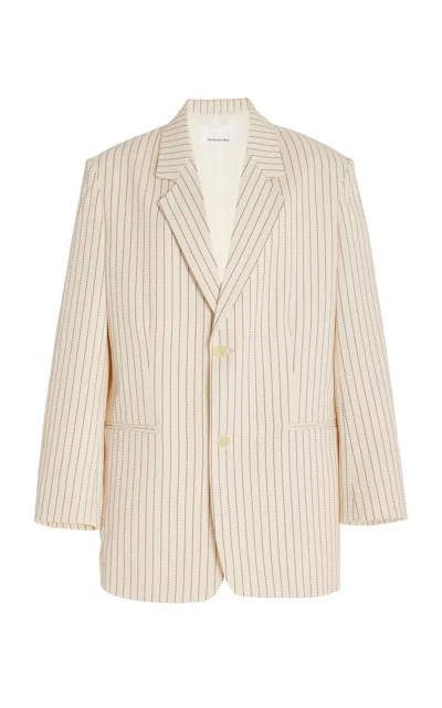 The Frankie Shop Aiden Pinstriped-twill Blazer In Neutral