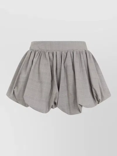 The Frankie Shop Beige Glen Plaid Alina Bubble Hem Shorts In Gray