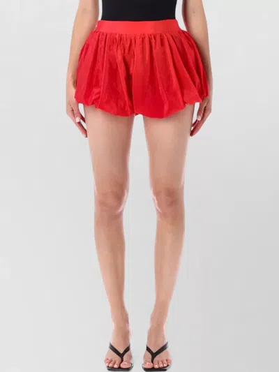 The Frankie Shop Alina Bubble Hem Technical Mini Shorts In Red