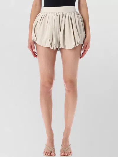The Frankie Shop Alina Linen Sport Bubble Hem Shorts In Gray
