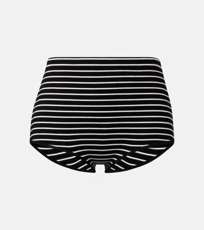 The Frankie Shop Alissa Striped Knit Shorts In Black